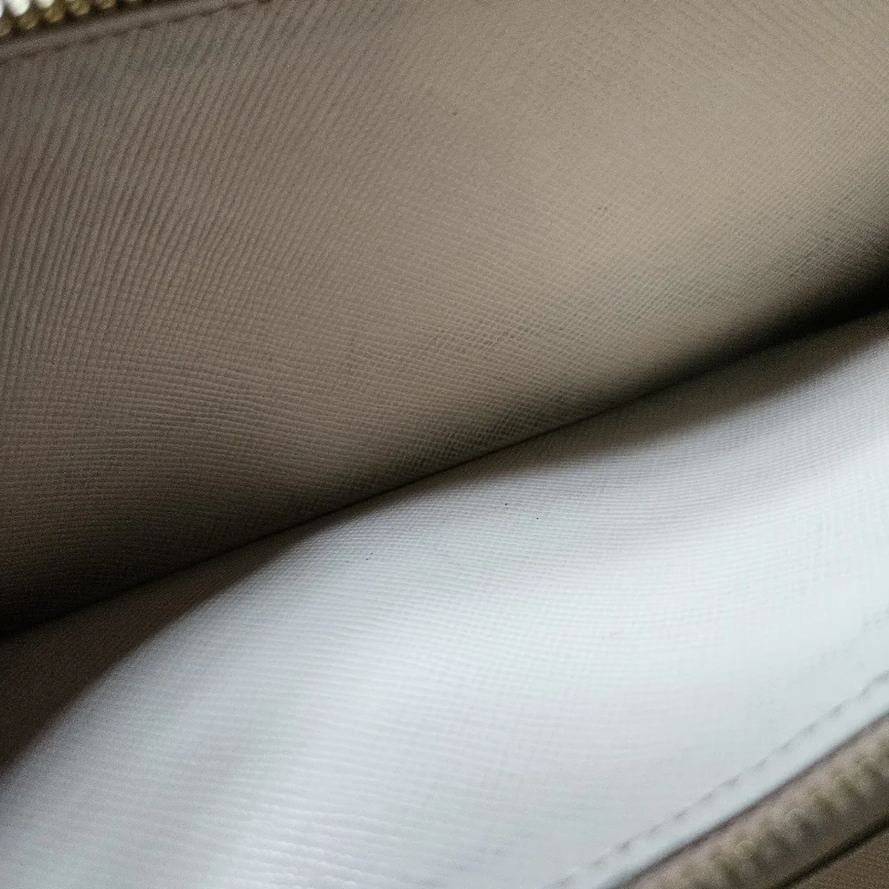 Prada Saffiano Double Snap Travel Wallet Long Classic Neutral Beige Pink